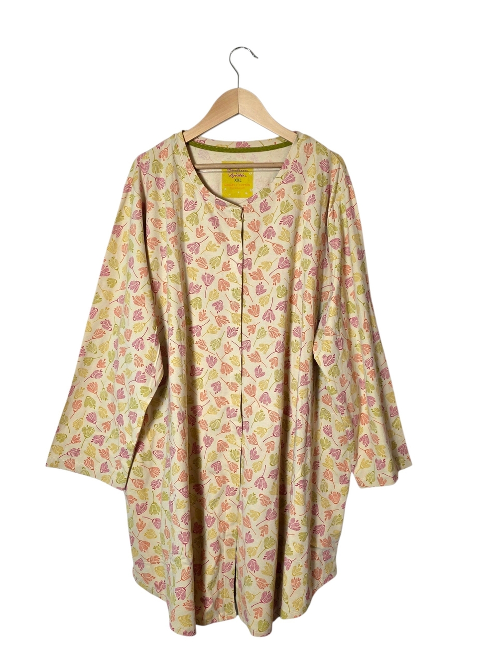 Gudrun Sjoden Organic Cotton Tunic Top 2X XXL Yellow Floral Lagenlook Artsy